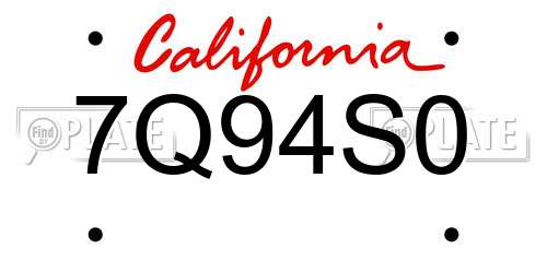 7Q94S0 California License Plate