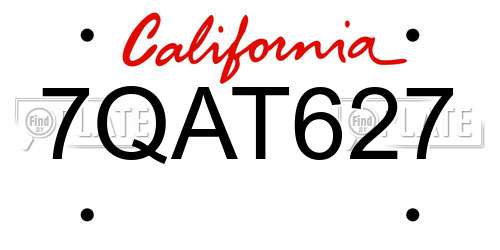 7QAT627 California License Plate