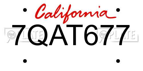 7QAT677 California License Plate