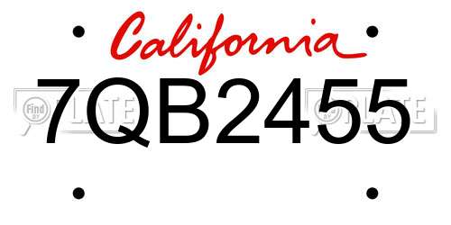 7QB2455 California License Plate