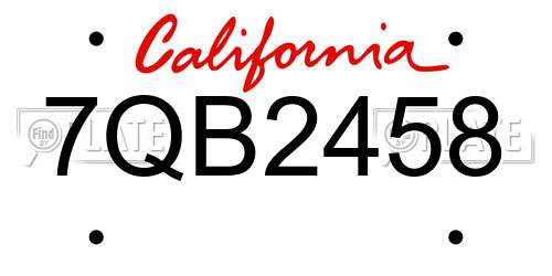 7QB2458 California License Plate