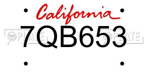 7QB653 California License Plate