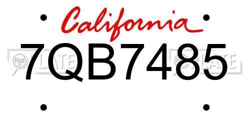7QB7485 California License Plate