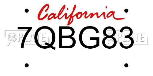 7QBG83 California License Plate