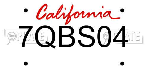 7QBS04 California License Plate