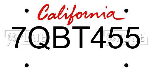 7QBT455 California License Plate