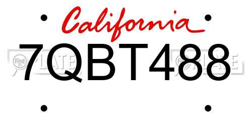 7QBT488 California License Plate