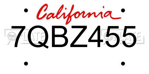 7QBZ455 California License Plate