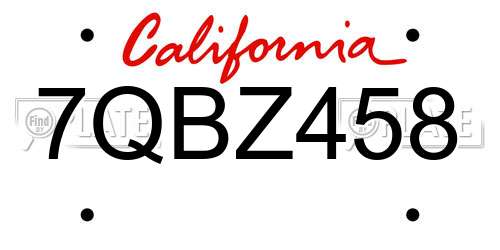 7QBZ458 California License Plate