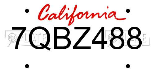 7QBZ488 California License Plate