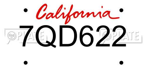 7QD622 California License Plate