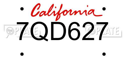 7QD627 California License Plate