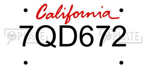 7QD672 California License Plate