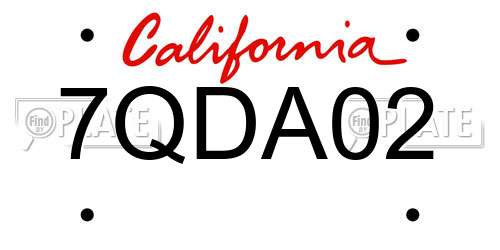 7QDA02 California License Plate