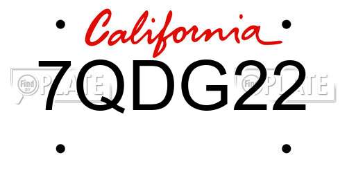 7QDG22 California License Plate