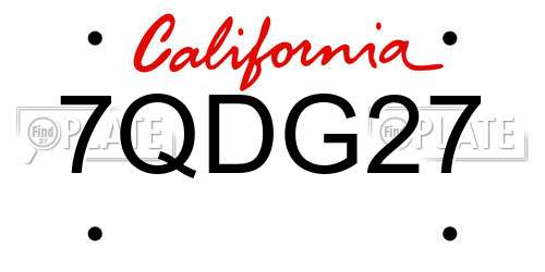 7QDG27 California License Plate