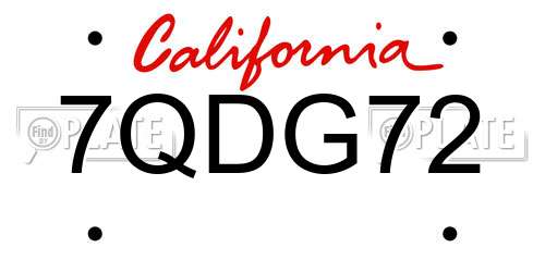 7QDG72 California License Plate