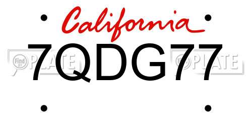 7QDG77 California License Plate