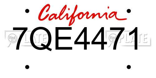 7QE4471 California License Plate