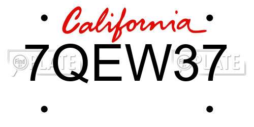 7QEW37 California License Plate