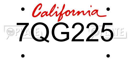7QG225 California License Plate