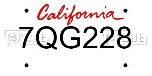 7QG228 California License Plate
