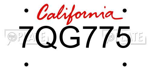 7QG775 California License Plate