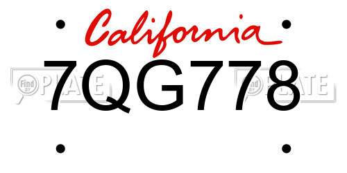 7QG778 California License Plate