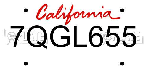 7QGL655 California License Plate