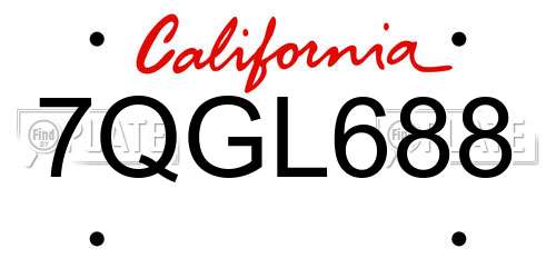 7QGL688 California License Plate