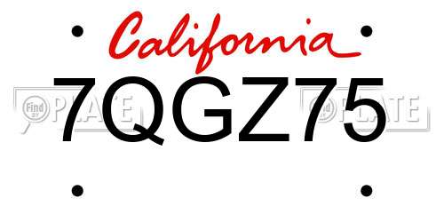 7QGZ75 California License Plate