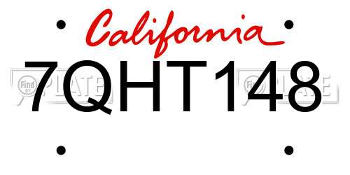 7QHT148 California License Plate
