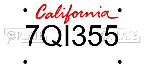 7QI355 California License Plate
