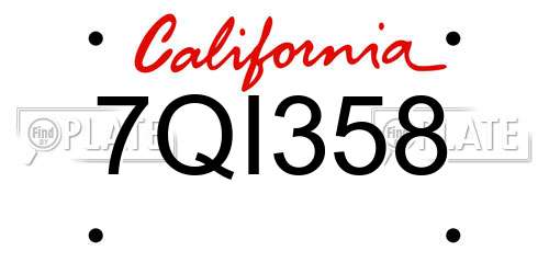 7QI358 California License Plate