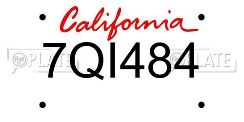 7QI484 California License Plate