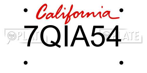 7QIA54 California License Plate