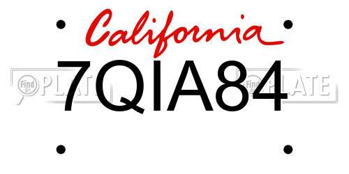 7QIA84 California License Plate