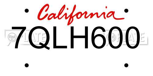 7QLH600 California License Plate