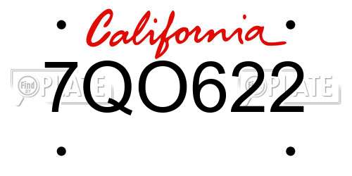 7QO622 California License Plate