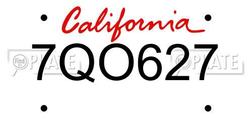 7QO627 California License Plate