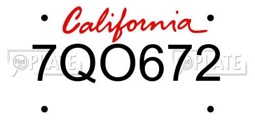 7QO672 California License Plate