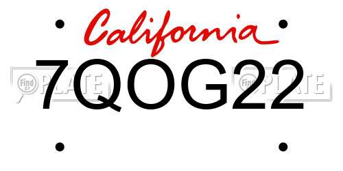 7QOG22 California License Plate