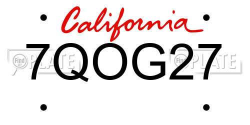 7QOG27 California License Plate