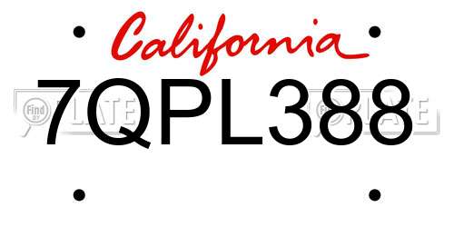 7QPL388 California License Plate