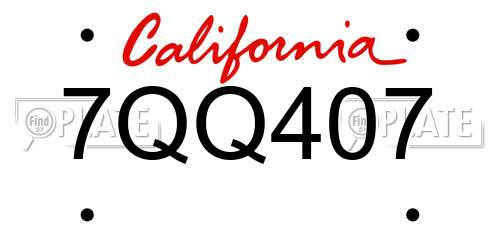 7QQ407 California License Plate