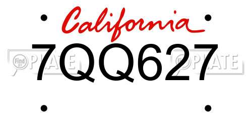 7QQ627 California License Plate