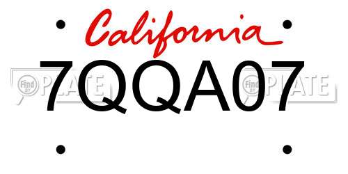 7QQA07 California License Plate