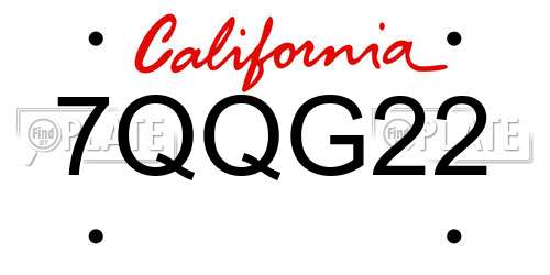 7QQG22 California License Plate