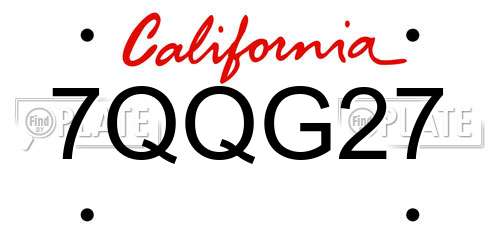 7QQG27 California License Plate