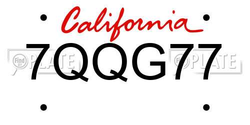 7QQG77 California License Plate